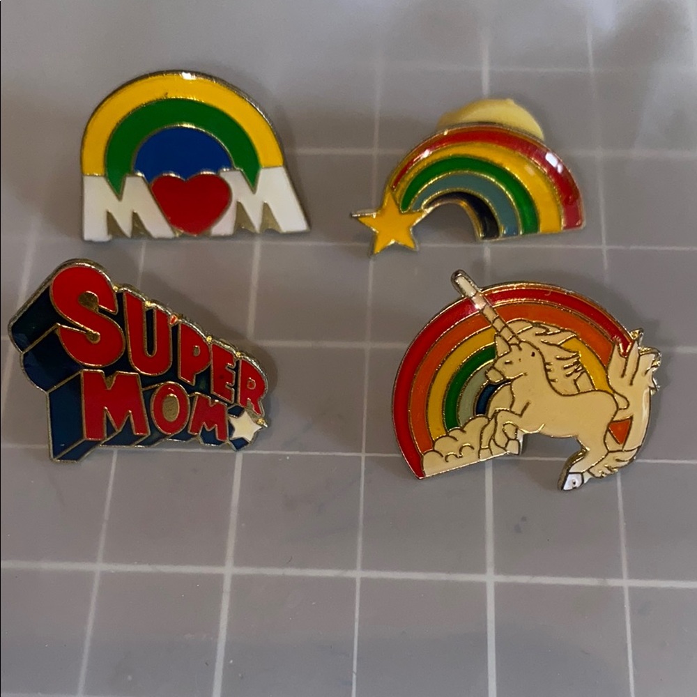 Rainbow, Unicorn and Mom Kids Pin Set